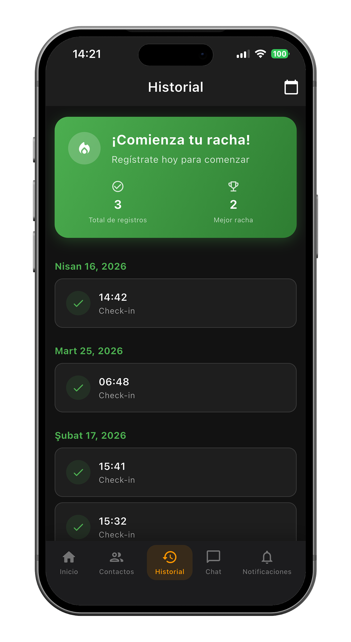 Check-in diario — Flujo matutino